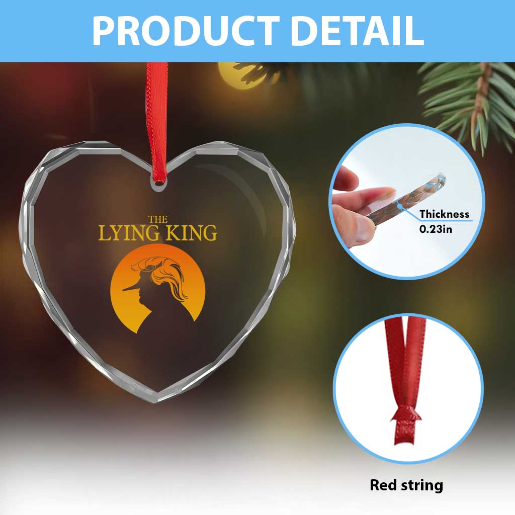Funny The Lying King Long Nose Silhouette Heart Crystal Glass Ornament Vintage Political Satire Statement Gift