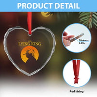 Funny The Lying King Long Nose Silhouette Heart Crystal Glass Ornament Vintage Political Satire Statement Gift