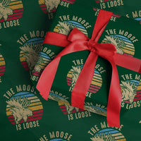 Funny The Moose Is Loose Wrapping Paper Roll Moose Lover Retro Vintage - Wonder Print Shop