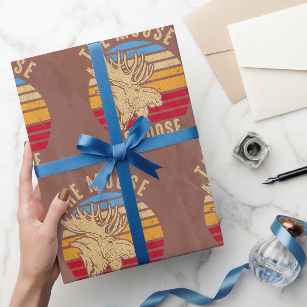 Funny The Moose Is Loose Wrapping Paper Roll Moose Lover Retro Vintage - Wonder Print Shop