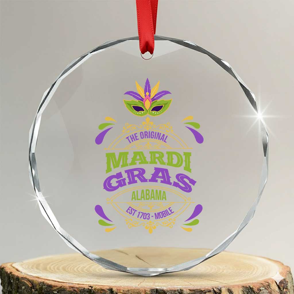 Funny The Original Mardi Gras Mobile Alabama Est 1703 Crystal Glass Ornament