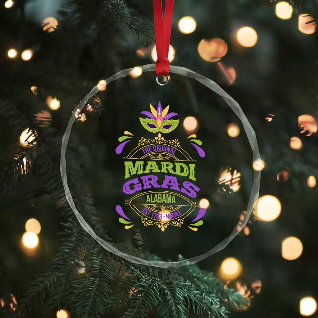 Funny The Original Mardi Gras Mobile Alabama Est 1703 Crystal Glass Ornament