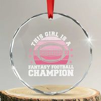 Funny This Girl Is A Fantasy Football Champion Crystal Glass Ornament Retro Champ Champion Draft - Wonder Print Shop