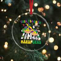 Funny This Teacher Loves Mardi Gras Crystal Glass Ornament King Cake Jester Hat