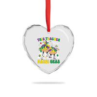 Funny This Teacher Loves Mardi Gras Heart Crystal Glass Ornament King Cake Jester Hat