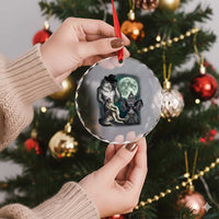 Funny Three Alpha Wolf Howling Moon Crystal Glass Ornament Weird Cringe Werewolf Meme - Wonder Print Shop