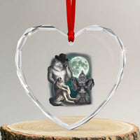 Funny Three Alpha Wolf Howling Moon Heart Crystal Glass Ornament Weird Cringe Werewolf Meme - Wonder Print Shop