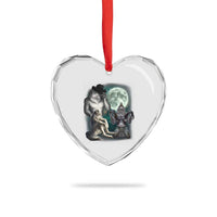 Funny Three Alpha Wolf Howling Moon Heart Crystal Glass Ornament Weird Cringe Werewolf Meme - Wonder Print Shop