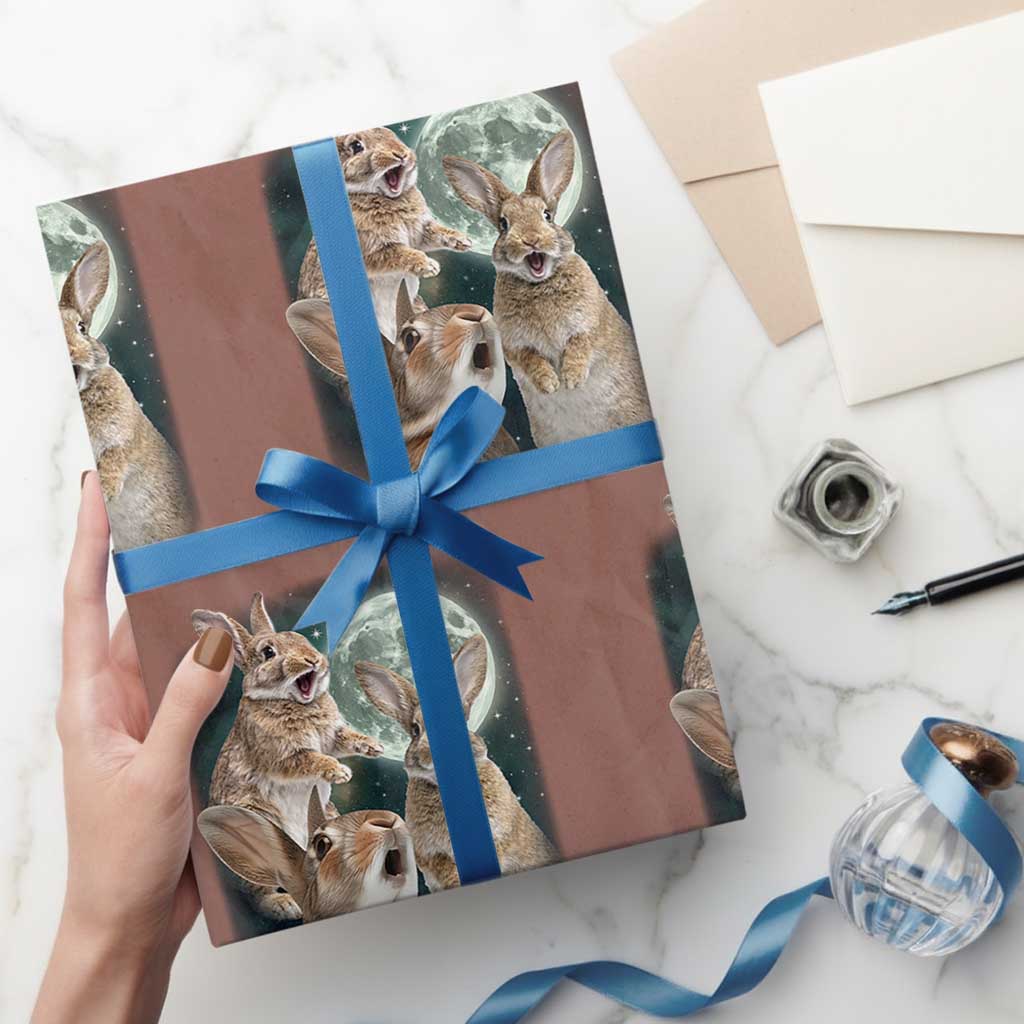 Funny Three Bunny Moon Humorous Rabbit Meme Wrapping Paper Roll