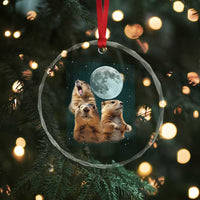 Funny Three Groundhog Meme Crystal Glass Ornament Woodchucks Under The Moon TS02