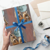 Funny Three Groundhog Meme Wrapping Paper Roll Woodchucks Under The Moon - Wonder Print Shop