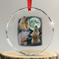Funny Three Groundhog Moon Groundhog Day Meme Crystal Glass Ornament - Wonder Print Shop