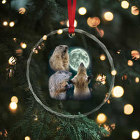 Funny Three Groundhog Moon Groundhog Day Meme Crystal Glass Ornament - Wonder Print Shop