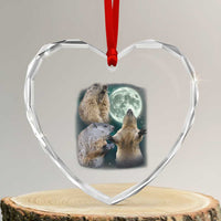 Funny Three Groundhog Moon Groundhog Day Meme Heart Crystal Glass Ornament - Wonder Print Shop