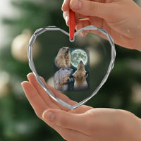 Funny Three Groundhog Moon Groundhog Day Meme Heart Crystal Glass Ornament - Wonder Print Shop