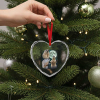 Funny Three Groundhog Moon Groundhog Day Meme Heart Crystal Glass Ornament - Wonder Print Shop