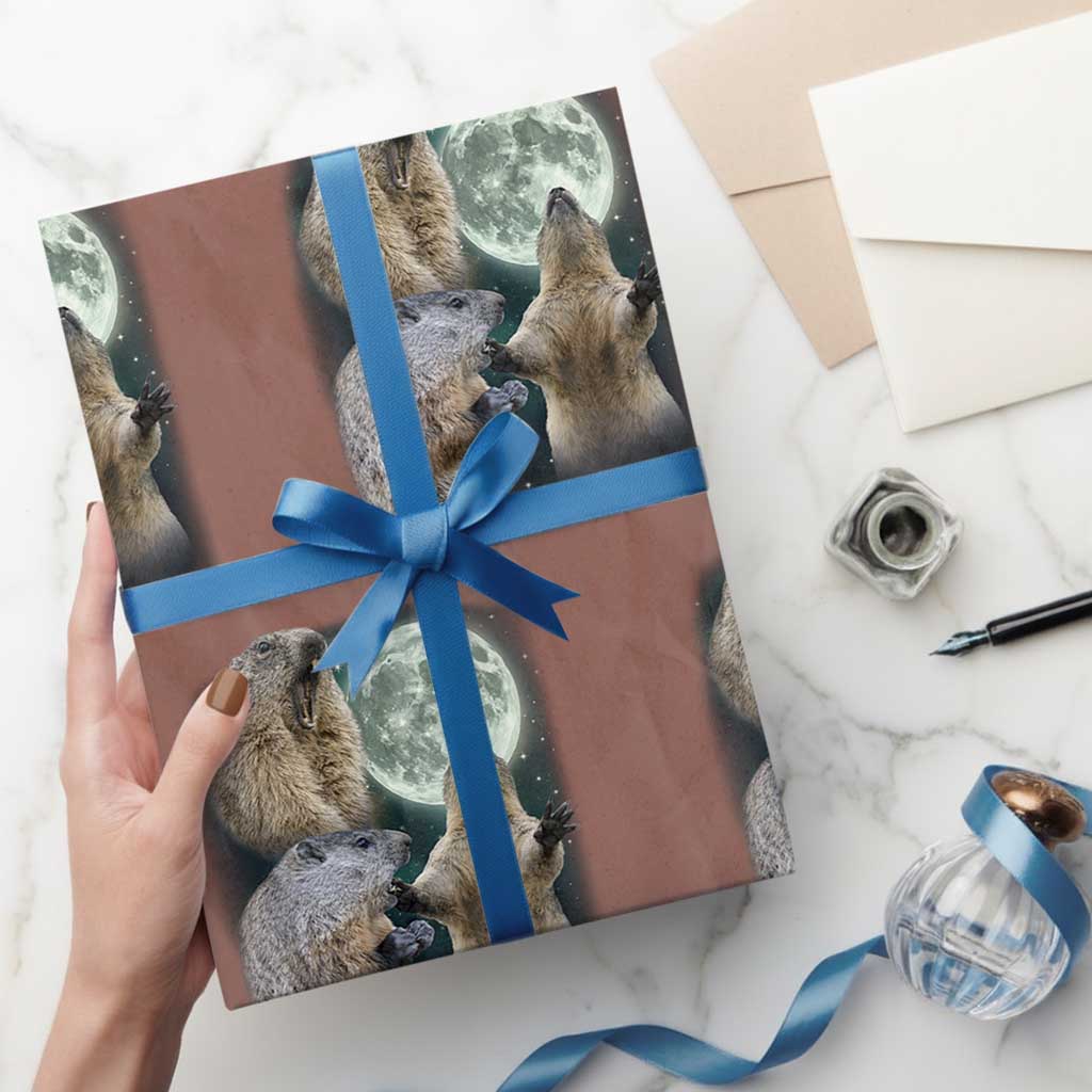Funny Three Groundhog Moon Groundhog Day Meme Wrapping Paper Roll - Wonder Print Shop