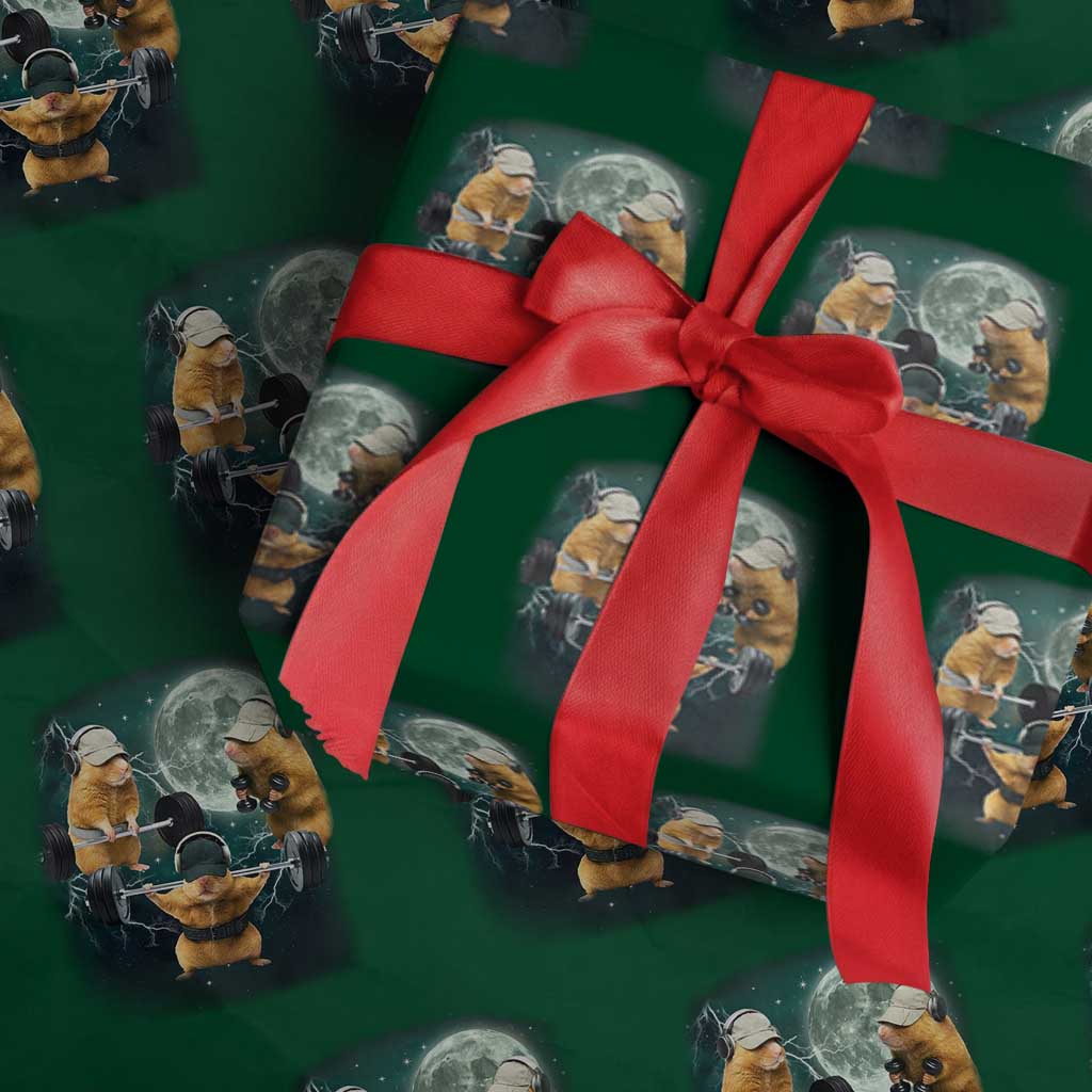 Funny Three Hamster Deadlift Gym Rat Moon Training Weightlifting Meme Wrapping Paper Roll - Wonder Print Shop