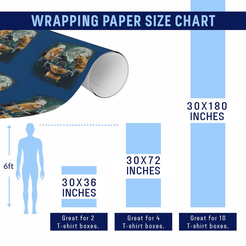 Funny Three Hamster Deadlift Gym Rat Moon Training Weightlifting Meme Wrapping Paper Roll - Wonder Print Shop