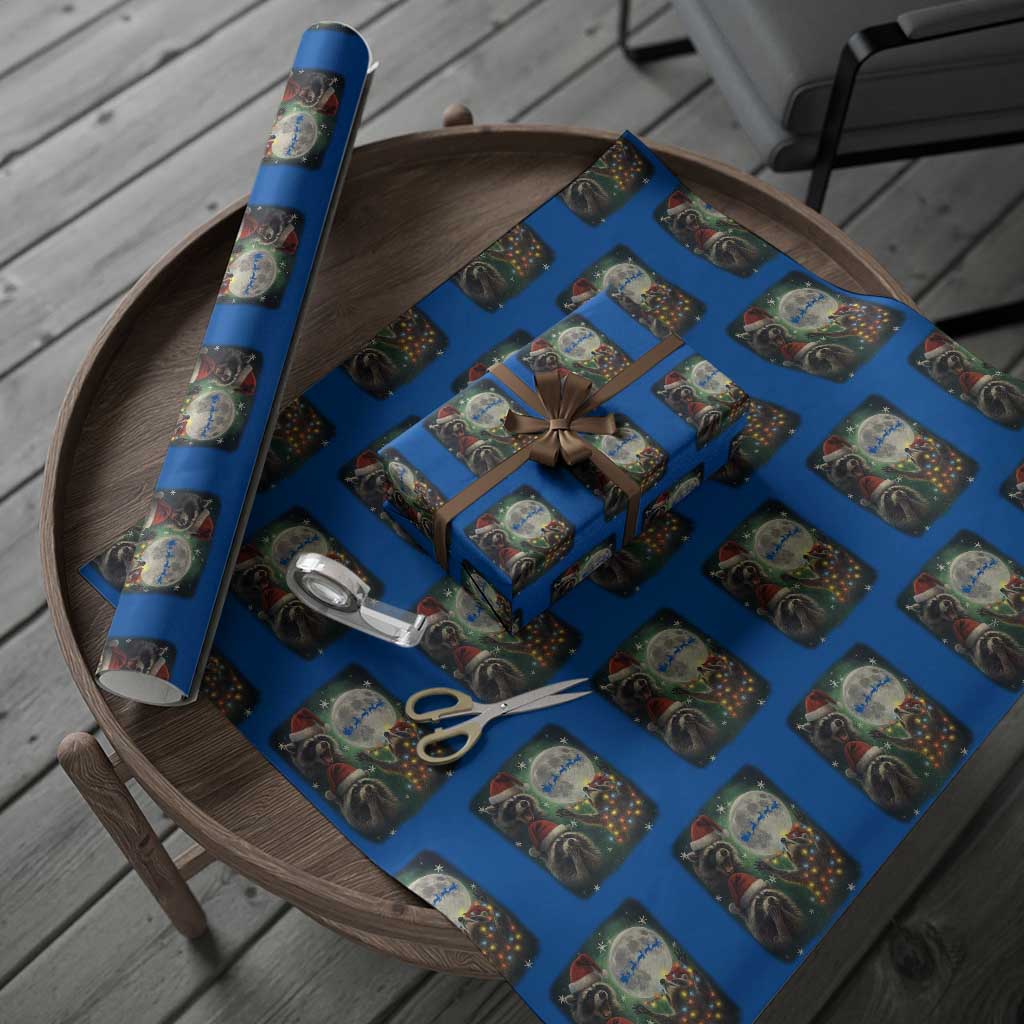 Funny Three Raccoons With The Moon Christmas Wrapping Paper Roll Santa Sleigh - Wonder Print Shop