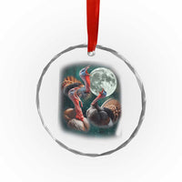 Funny Three Turkey Moon Crystal Glass Ornament Weird Cursed Thanksgiving Meme - Wonder Print Shop