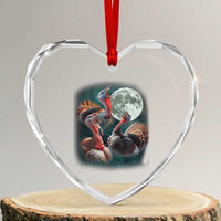 Funny Three Turkey Moon Heart Crystal Glass Ornament Weird Cursed Thanksgiving Meme - Wonder Print Shop