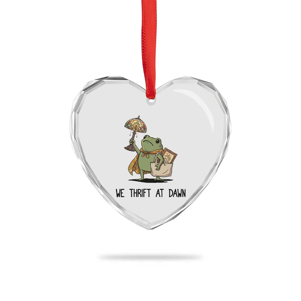 Funny Thrifting Frog Vintage Antique Hunter Heart Crystal Glass Ornament We Thrift At Dawn Humor