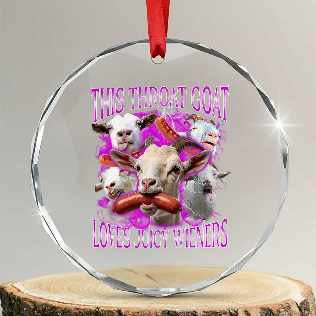 Funny Throat Goat Crystal Glass Ornament Swallows Juicy Wieners Inappropriate Adult TS10