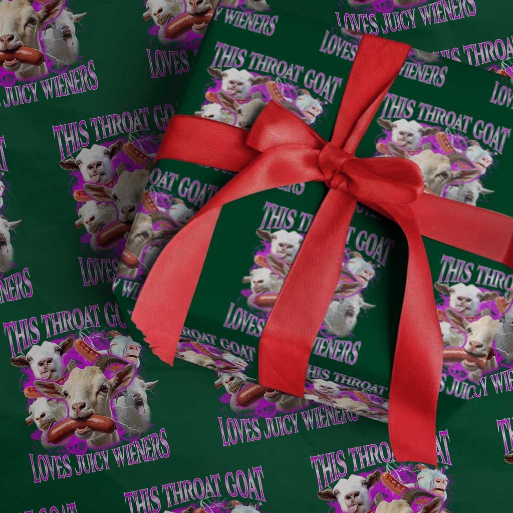 Funny Throat Goat Wrapping Paper Roll Swallows Juicy Wieners Inappropriate Adult - Wonder Print Shop