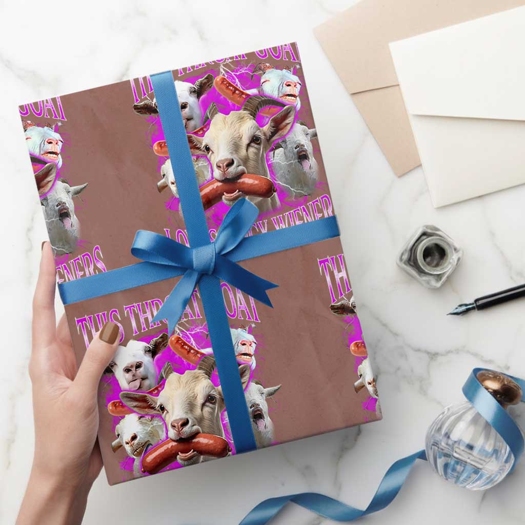 Funny Throat Goat Wrapping Paper Roll Swallows Juicy Wieners Inappropriate Adult - Wonder Print Shop