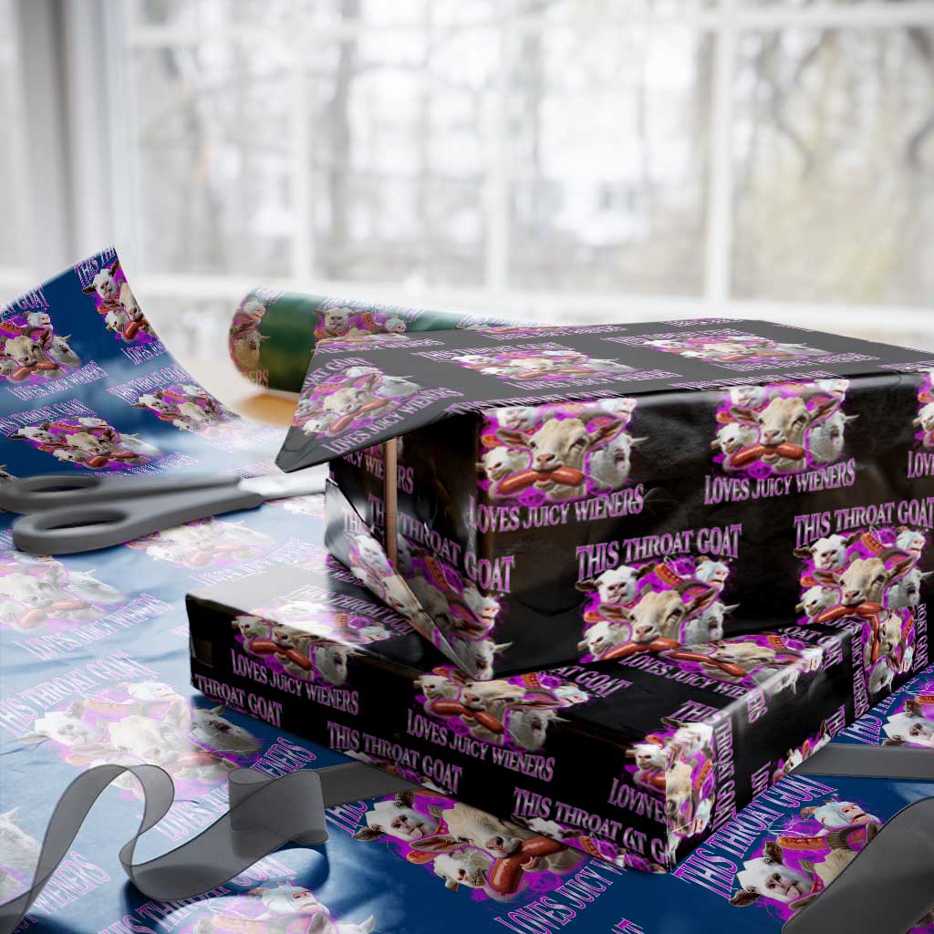 Funny Throat Goat Wrapping Paper Roll Swallows Juicy Wieners Inappropriate Adult - Wonder Print Shop