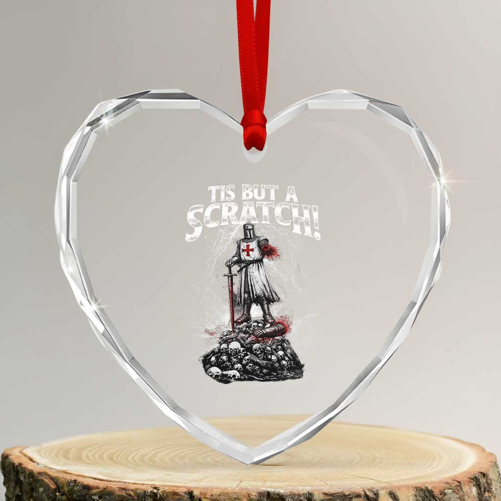 Funny Tis But A Scratch Medieval Warrior Knight Heart Crystal Glass Ornament Funny Gift Sarcastic Quote