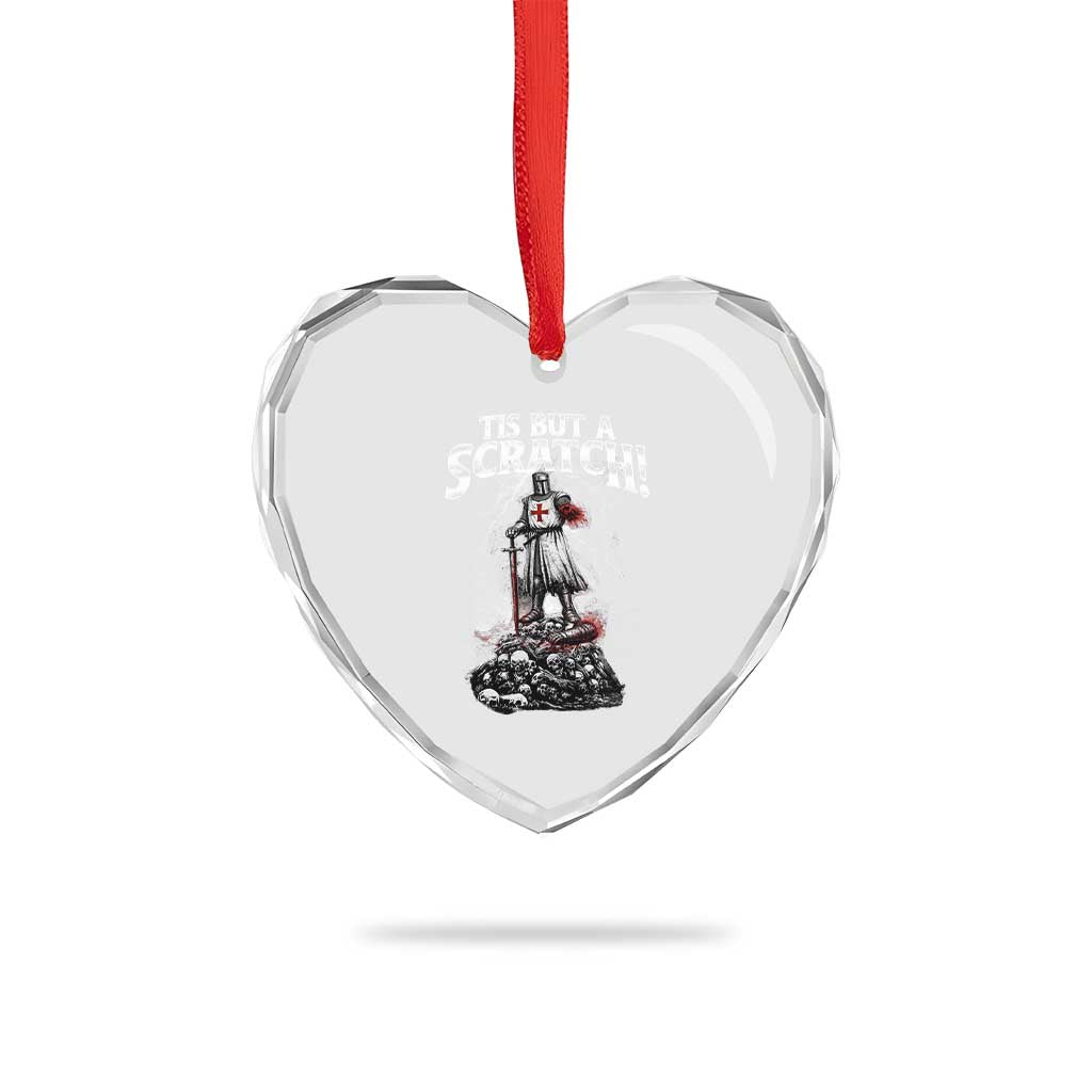 Funny Tis But A Scratch Medieval Warrior Knight Heart Crystal Glass Ornament Funny Gift Sarcastic Quote