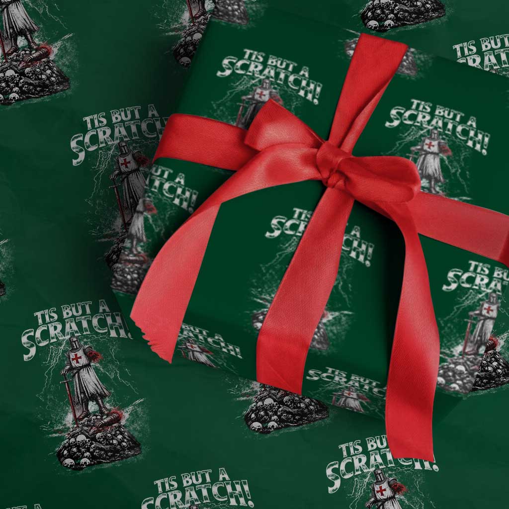 Funny Tis But A Scratch Medieval Warrior Knight Wrapping Paper Roll Funny Gift Sarcastic Quote
