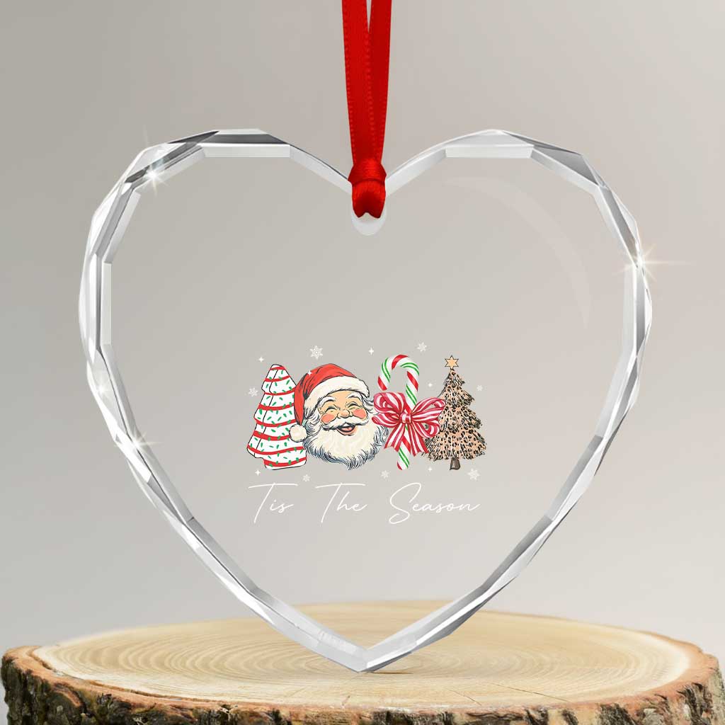 Funny Tis The Season Christmas Heart Crystal Glass Ornament Xmas Holiday Family Matching Santa Xmas Tree - Wonder Print Shop
