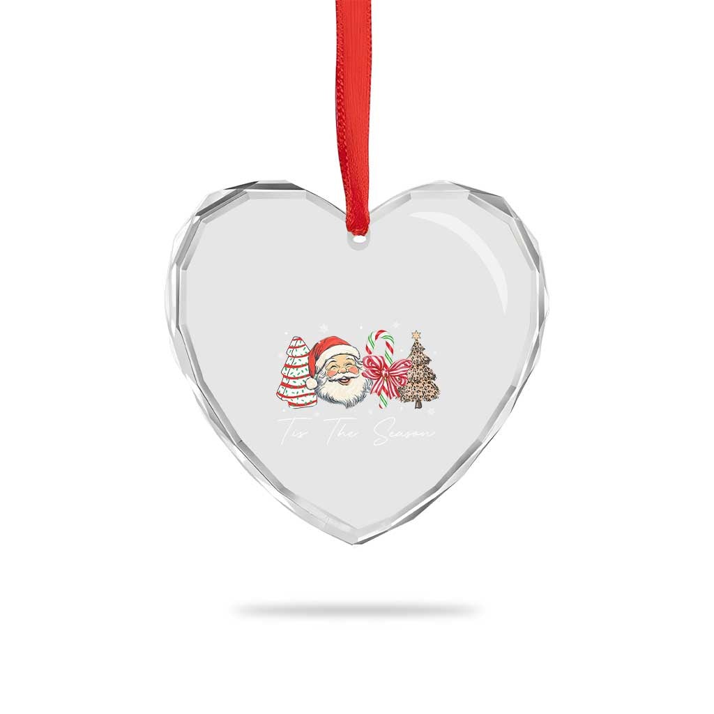 Funny Tis The Season Christmas Heart Crystal Glass Ornament Xmas Holiday Family Matching Santa Xmas Tree - Wonder Print Shop