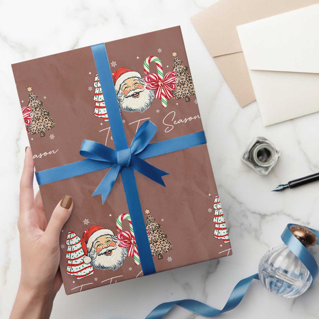 Funny Tis The Season Christmas Wrapping Paper Roll Xmas Holiday Family Matching Santa Xmas Tree - Wonder Print Shop