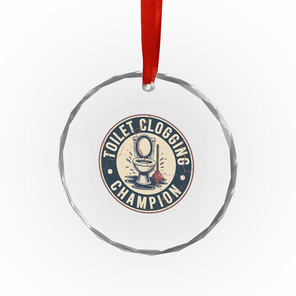 Funny Toilet Clogging Champion Badge Meme Crystal Glass Ornament for Poop Legends Gut Bomb Gladiators - Wonder Print Shop