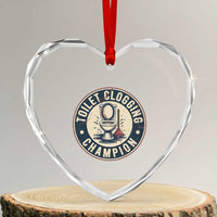 Funny Toilet Clogging Champion Badge Meme Heart Crystal Glass Ornament for Poop Legends Gut Bomb Gladiators - Wonder Print Shop