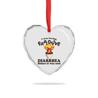 Funny Toilet Mushroom Cloud Gag Graphic Heart Crystal Glass Ornament I Was Having Explosive Diarrhea Before It Was Cool