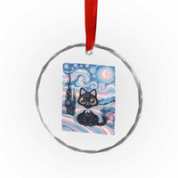 Funny Transgender Cat Starry Night Crystal Glass Ornament LGBTQ Pride Support Gift