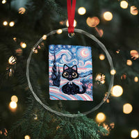 Funny Transgender Cat Starry Night Crystal Glass Ornament LGBTQ Pride Support Gift