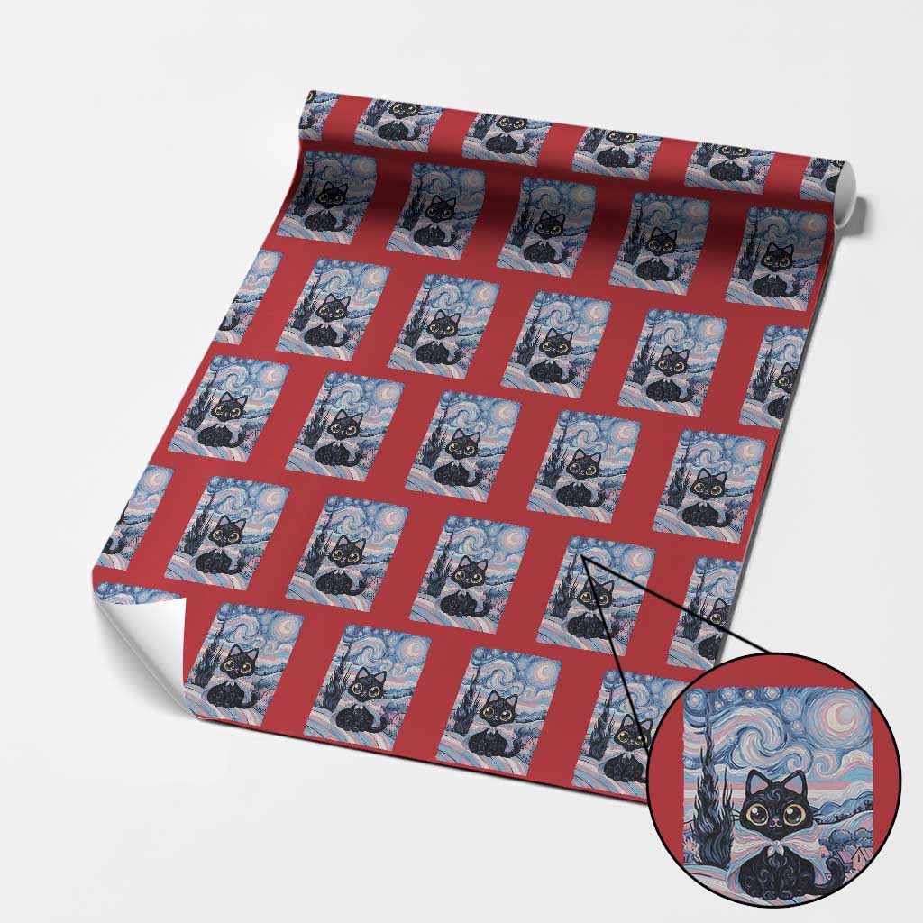 Funny Transgender Cat Starry Night Wrapping Paper Roll LGBTQ Pride Support Gift