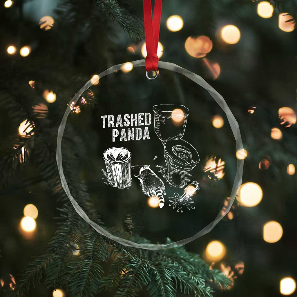 Funny Trashed Panda Crystal Glass Ornament Drunk Raccoon in Toilet Meme Hot Mess - Wonder Print Shop
