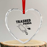 Funny Trashed Panda Heart Crystal Glass Ornament Drunk Raccoon Meme Hot Mess - Wonder Print Shop