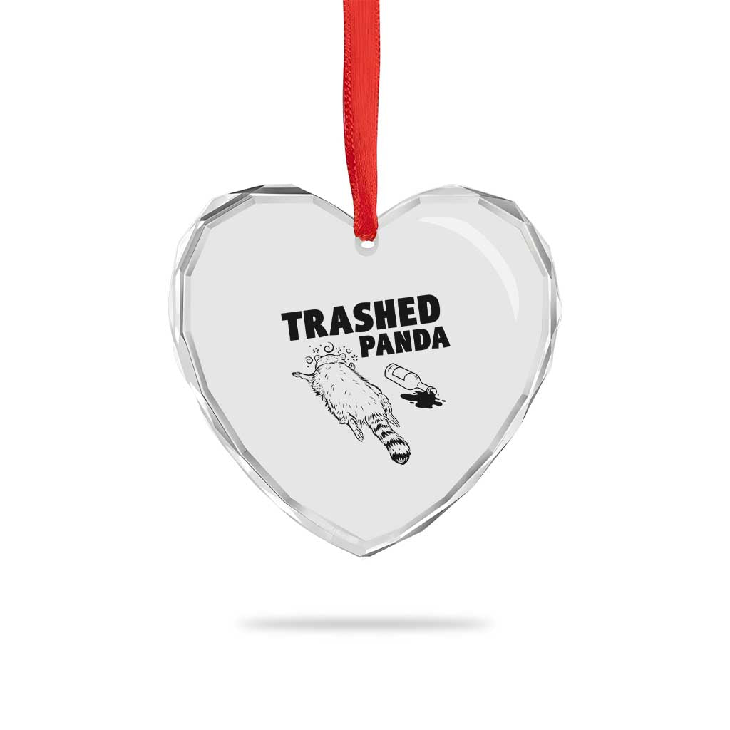 Funny Trashed Panda Heart Crystal Glass Ornament Drunk Raccoon Meme Hot Mess - Wonder Print Shop