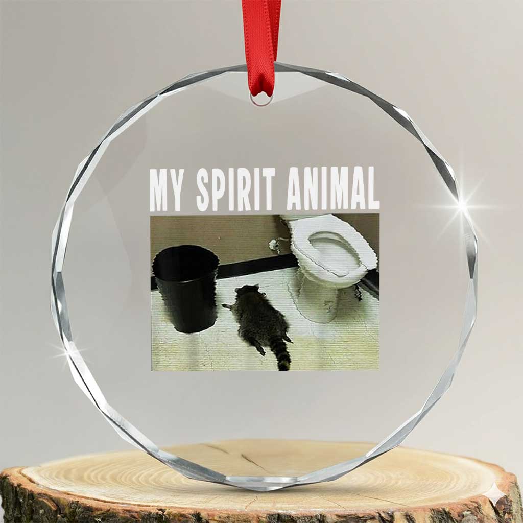 Funny Trashed Panda My Spirit Animal Crystal Glass Ornament Drunk Raccoon in Toilet Meme Hot Mess - Wonder Print Shop