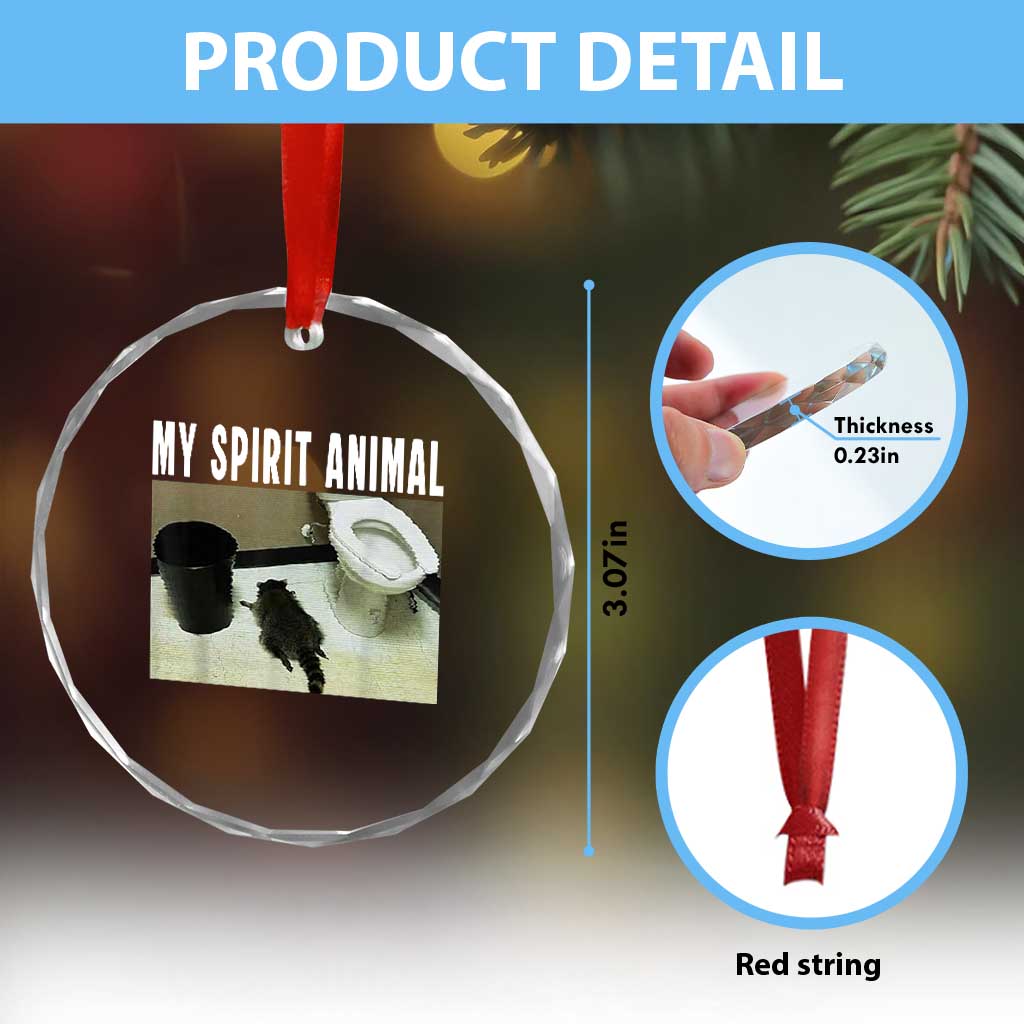 Funny Trashed Panda My Spirit Animal Crystal Glass Ornament Drunk Raccoon in Toilet Meme Hot Mess - Wonder Print Shop