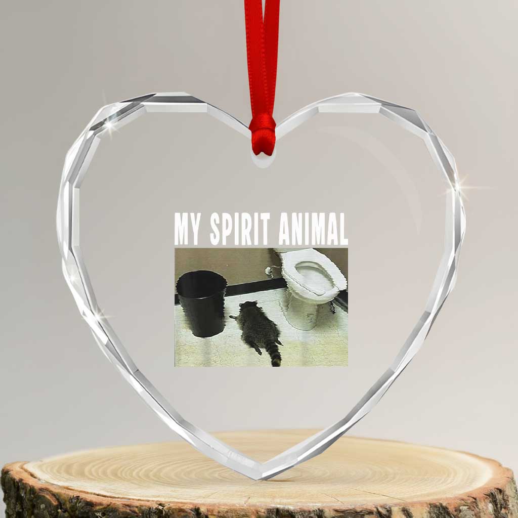 Funny Trashed Panda My Spirit Animal Heart Crystal Glass Ornament Drunk Raccoon in Toilet Meme Hot Mess - Wonder Print Shop