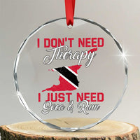 Funny Trini Crystal Glass Ornament Just Need Soca & Rum Trinidad and Tobago Flag TS10